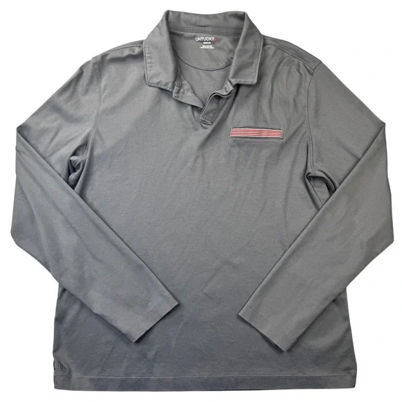 UNTUCKit Men's Damaschino Long Sleeve Polo Shirt with Pocket Gray Medium - Picture 2 of 9